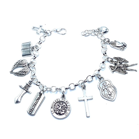 Saint Michael Charm Bracelet Protector Religious Christian Archangel - Picture 2 of 8